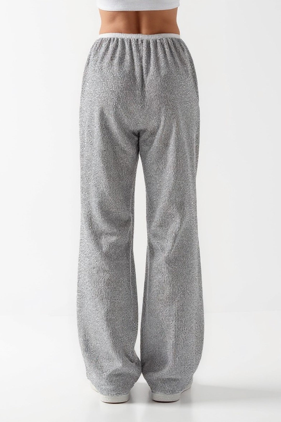 Grijze ribgebreide broek | Elastische taille | Comfortabele pasvorm
