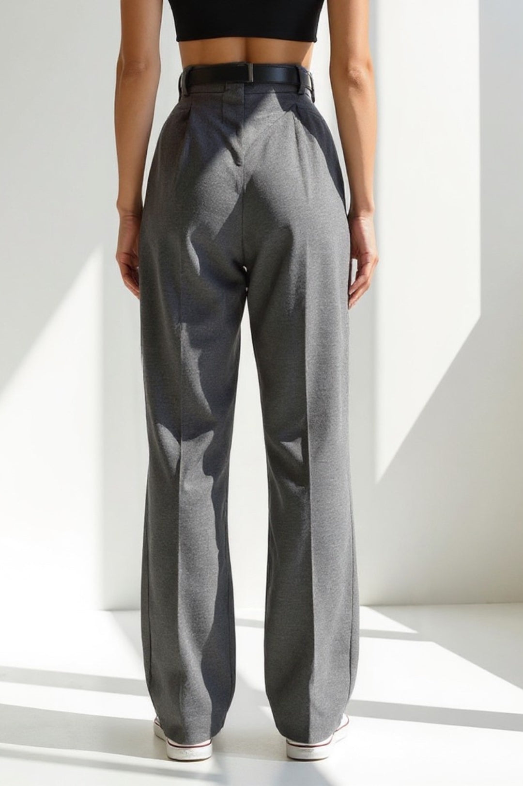 Broek met wijde pijpen in gemengde stof | Hoge taille | Elegant en comfortabel