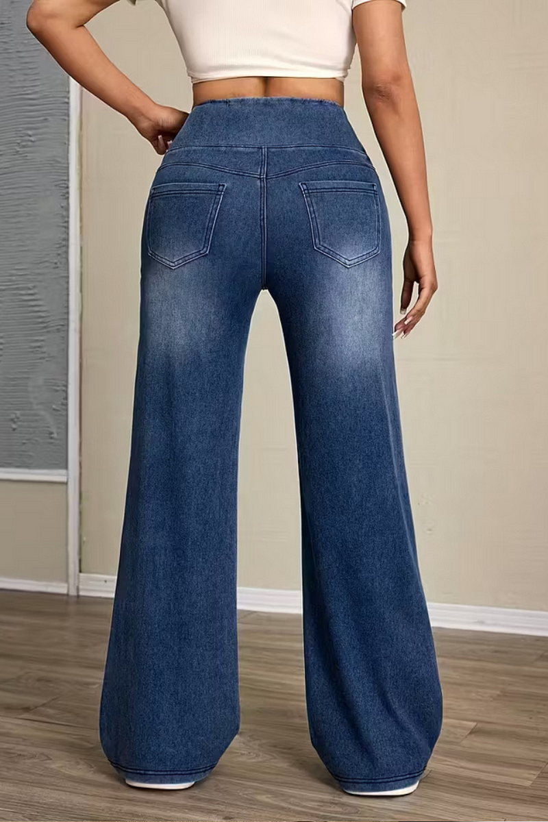 NOVI™ | High-Waisted Wijde Broek met Flatterende Taille & Buikcontrole
