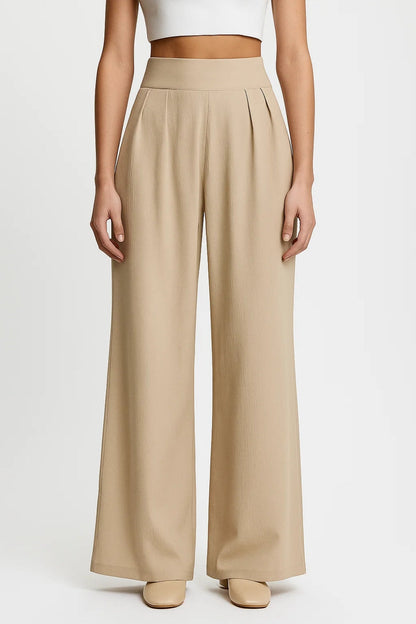 Elegante palazzo-broek | Hoge elastische taille | Drie neutrale tinten