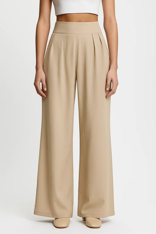 Elegante palazzo-broek | Hoge elastische taille | Drie neutrale tinten
