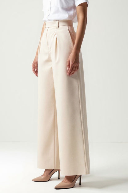 Elegante palazzo-broek in crème | Hoge taille