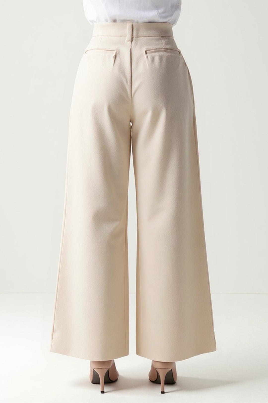 Elegante palazzo-broek in crème | Hoge taille