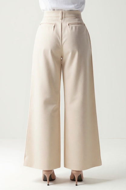 Elegante palazzo-broek in crème | Hoge taille
