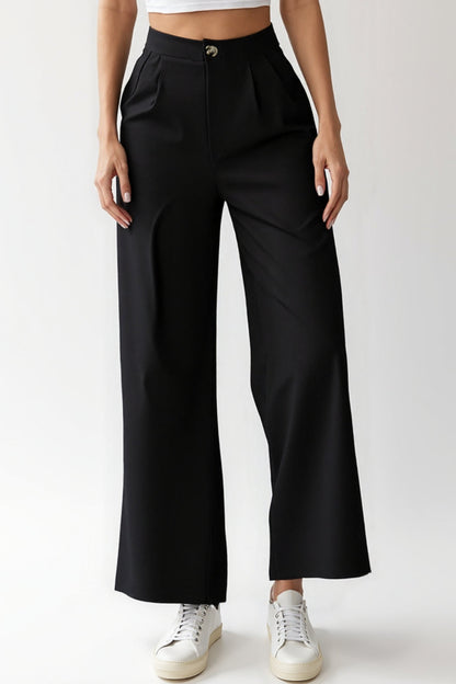 Czarne spodnie o prostym kroju | Średni stan | Styl casualowo-elegancki