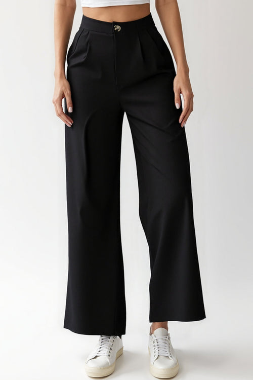 Czarne spodnie o prostym kroju | Średni stan | Styl casualowo-elegancki