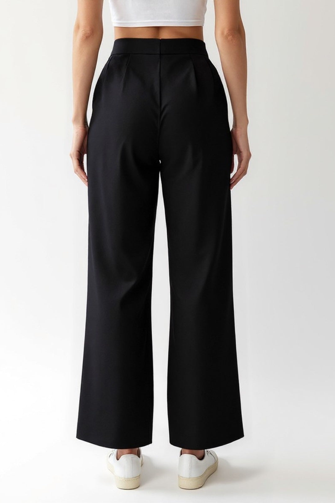 Czarne spodnie o prostym kroju | Średni stan | Styl casualowo-elegancki