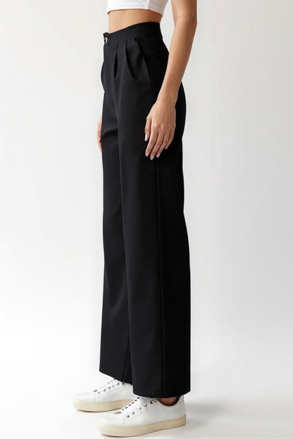 Czarne spodnie o prostym kroju | Średni stan | Styl casualowo-elegancki