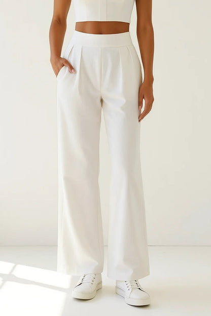 Elegante palazzo-broek | Hoge elastische taille | Drie neutrale tinten