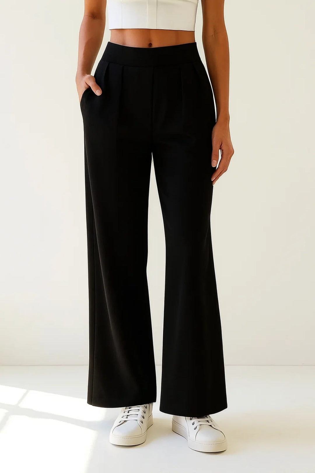 Elegante palazzo-broek | Hoge elastische taille | Drie neutrale tinten