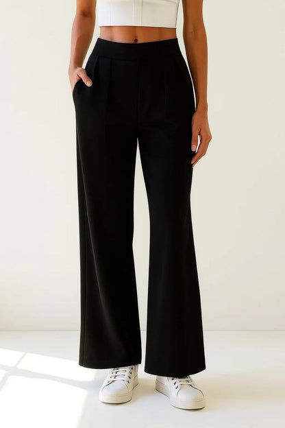 Elegante palazzo-broek | Hoge elastische taille | Drie neutrale tinten