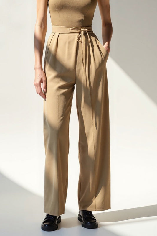 Elegante broek met hoge taille en riem | Rechte pijpen | Verkrijgbaar in meerdere kleuren