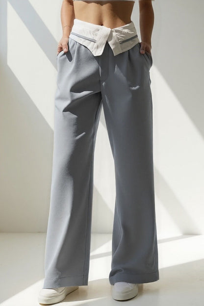 Wijde broek met taille-detail in overhemdstijl | Lage taille | Urban-chic look