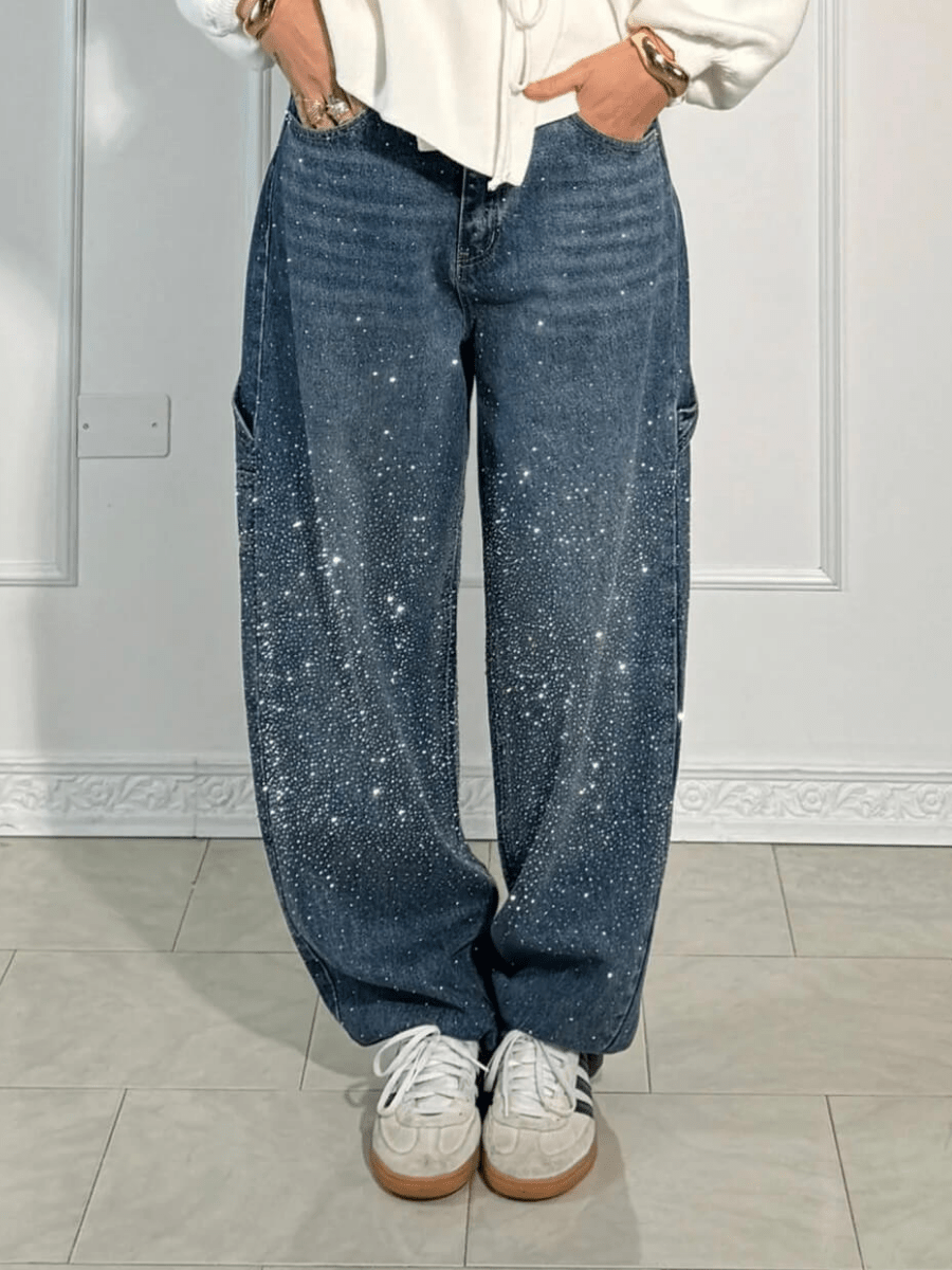 Julia | Oversized Jeans z Brokatem