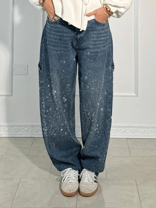 Julia | Oversized Jeans z Brokatem