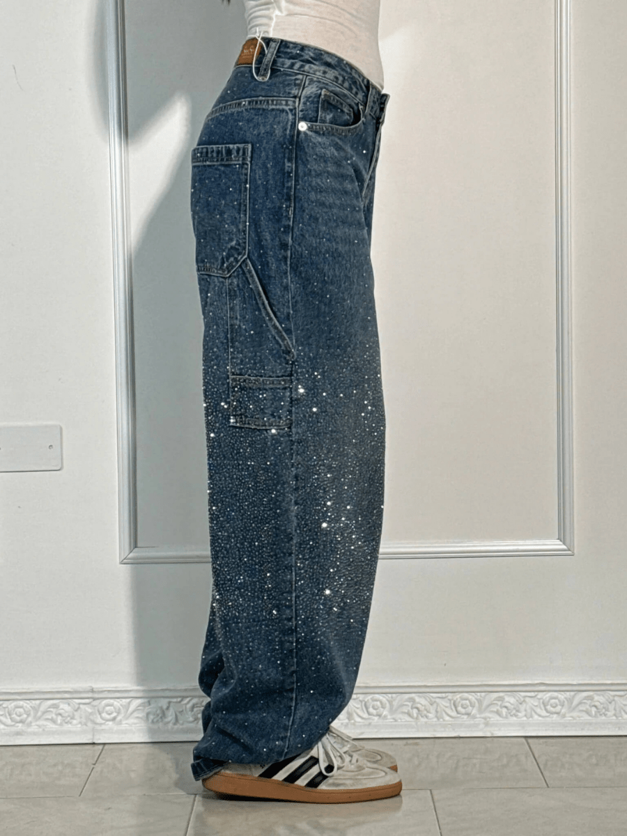 Julia | Oversized Jeans z Brokatem